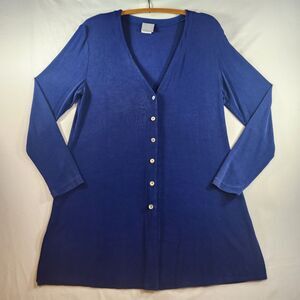 Rabbit Rabbit Rabbit Tunic Blouse Shirt Size 10M Blue Button Long Sleeve